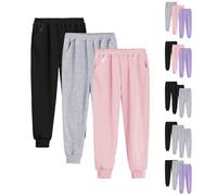Girls Joggers Baggy Tracksuit Bottoms Kids Elastic Waist Cargo School Trousers Children Wide Straight Leg Casual Sweatpants with Pockets Teen Girls Cotton Athletic Jogging Pants for Training
