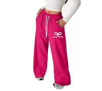 Girls Joggers with Bow Print Baggy Wide Leg Sweatpants Casual Elastic Waist Tracksuit Bottoms Kids Sports Trousers Versatile Loose Fit Jogging Pants for Daily School Outdoor Wear