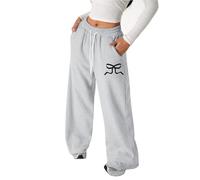 Girls Joggers with Bow Print Baggy Wide Leg Sweatpants Casual Elastic Waist Tracksuit Bottoms Kids Sports Trousers Versatile Loose Fit Jogging Pants for Daily School Outdoor Wear