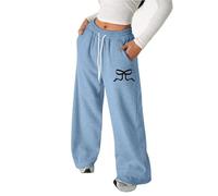 Girls Joggers with Bow Print Baggy Wide Leg Sweatpants Casual Elastic Waist Tracksuit Bottoms Kids Sports Trousers Versatile Loose Fit Jogging Pants for Daily School Outdoor Wear