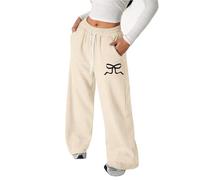 Girls Joggers with Bow Print Baggy Wide Leg Sweatpants Casual Elastic Waist Tracksuit Bottoms Kids Sports Trousers Versatile Loose Fit Jogging Pants for Daily School Outdoor Wear