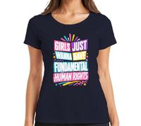 Girls Just Wanna Have Fundamental Statement - Camiseta para mujer, azul marino, S