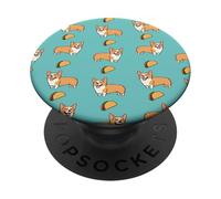 Girls Kids Kawaii Corgis & Tacos Lover Pattern PopSockets PopGrip Adhesivo