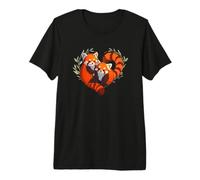 Girls Kids Valentines Day Heart Love Two Red Panda Lover Camiseta Premium