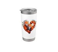 Girls Kids Valentines Day Heart Love Two Red Panda Lover Vaso térmico de acero inoxidable de doble pared