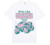 Girls Like Monster Trucks Too - Womens Girly Monster Truck Comfort Colors Adult Heavyweight T-Shirt