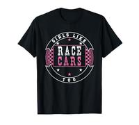 Girls Like Race Cars Too Bandera de Carreras a Cuadros Motorsport Camiseta