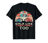 Girls Like Race Cars Too Bandera de Carreras a Cuadros Motorsport Camiseta