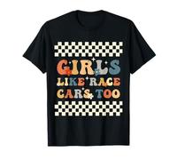 Girls Like Race Cars Too Bandera de Carreras a Cuadros Motorsport Camiseta