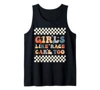 Girls Like Race Cars Too Bandera de Carreras a Cuadros Motorsport Camiseta sin Mangas