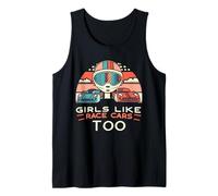 Girls Like Race Cars Too Bandera de Carreras a Cuadros Motorsport Camiseta sin Mangas