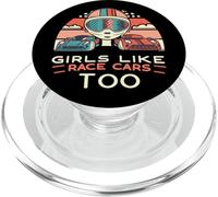 Girls Like Race Cars Too Bandera de Carreras a Cuadros Motorsport PopSockets PopGrip para MagSafe