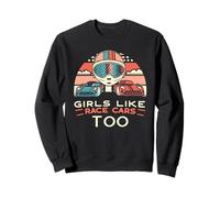 Girls Like Race Cars Too Bandera de Carreras a Cuadros Motorsport Sudadera