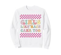Girls Like Race Cars Too Bandera de Carreras a Cuadros Motorsport Sudadera