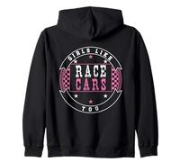 Girls Like Race Cars Too Bandera de Carreras a Cuadros Motorsport Sudadera con Capucha