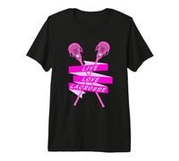Girls Live Love Lacrosse Mamá Rosa LAX clásico Camiseta Premium