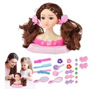 Girls Makeup Doll Head - Pretend Beauty Styling Playset, Colorful Cosmetic Practice Toy | Creative Rolepley Activity for Children, Imaginative Learning Entertainment, Salon Themed Design, Skill