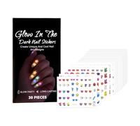 Girls Nail Stickers - 30 Sheets Glow in the Dark Decals | Stickers for Nails | Nail Decals with Various Patterns for Manicure Salon Home Women Beginners Valentines Day Easter