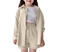 Girls Outfits Set Casual Summer Fall Outfit Shirt Shorts Set For Kids Toddler Girls Comfortable Pure Color Loose Fit Daily Wear School Playground Traje De Maternidad Trajes La Lluvia Mujer
