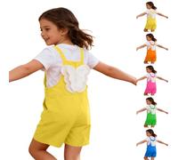 Girls Overalls Shorts Wide Leg Dungarees Kids Adjustable Spaghetti Straps Sleeveless Overalls Teen Button Aesthetic Jumpsuits Loose Causal Trendy Trousers Y2K Streetwear