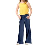 Girls Oversized Wide Leg Joggers Baggy Sweatpants Teen Athletic Joggers with Pockets Kids Drawstring Elastic High Waist Tracksuit Bottoms Straight Leg Track Pants School Trousers