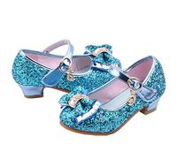 Girls Party Dress Shoes Sparkly High Heels Bow Princess Mary Jane Shoes for Kids Glitter Party Sandals Children Shiny Wedding Birthday Loafers Sequin Ballet Dance Pumps