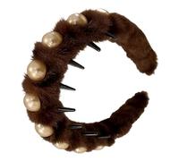 Girls Pearl Headband - Fashion Hair Accessory for Women Girls | Plush Material with Comb Teeth, Non-Slip Design, Decorative Headpiece for Parties Photos Birthdays Weddings Events
