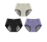 Girls Period Panties High Waist Knickers Panty Sporty Briefs Protective Sport Underwear Comfy Panty Breathable Cotton Pants Pack Of 3 Green/Black/Purple L