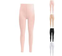 Girls Plain Leggings Ballet Dance Tights Kids Footless Soft Comfortable Full Length Leggings Children Seamless Opaque Stretch School Trousers for Daily Wear Casual Activewear