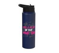 Girls Play in the Mud too Muddy Race - Carrera de barro Stainless Steel Insulated Water Bottle
