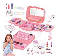 Girls Play Makeup - Kids Washable Makeup Pretend Play Set, Includes Mirrors for Little Girls, Perfect Birthday Christmas Toy for and Girl Ages 3 to 12, Safe and Fun Creative Accessory