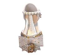 Girls Princess Shoes Sparkly Sequin High Heels Bow Party Mary Jane Shoes Teen Girls Glitter Bling Crystal Dress Sandals Kids Sparkle Wedding Party Sandals for Ballet Jazz Dance