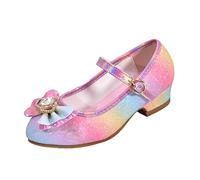 Girls Sparkly Shoes Kids Glitter Bow Princess Sandals Bling Diamante Mary Jane Shoes Teen Girls Shiny Sequin Low Heels Dress Ballet Dance Pumps for Party Banquets Birthday
