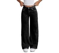 Girls Straight Leg Baggy Jeans Kids Retro High Waist Wide Leg Denim Pants with Pockets Teen Girls Washed Loose Fit Casual School Trousers Classic Y2K Slim Fit Streetwear