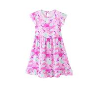 Girls' Thin Dress Children's Flying Sleeve Dress Hose Mädchen Dress Hose, Rosa intenso., 5-6 años