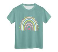 Girls Tops Tees & Shirts 2 - Camisetas de Manga Corta para niñas Camisetas de Verano con Cuello para niñas de 3 a 13 años Prendas Ligeras y cómodas para Uso Diario (Green, 8-9 Years) #223