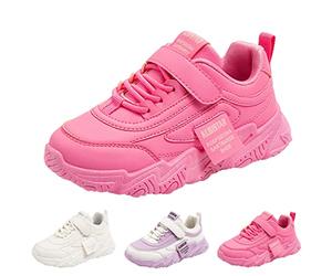 Girls Trainers Kids Lace Up Walking Running Sneakers Children Breathable Non Slip Casual Trainers Teen Girls Lightweight Athletic Tennis Shoes for School Outdoor Sports
