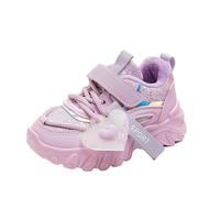 Girls Trainers Kids Sports Running Shoes Toddler Sneakers Breathable Soft Walking Tennis Easy Fasten Mesh Upper Non-Slip Thick Chunky Sole Shoes