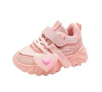 Girls Trainers Kids Sports Running Shoes Toddler Sneakers Breathable Soft Walking Tennis Easy Fasten Mesh Upper Non-Slip Thick Chunky Sole Shoes