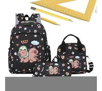 Girls Travel Backpack - Three in-1 Capybara Cartoon Bookbag Set | Kids Daily School Backpack | Lunch Tote & Pencil Bag Included for Outdoor Activities, Lightweight & Comfortable Design