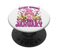 Girls Trip Birthday Princess GNOME Graphic Born In January PopSockets PopGrip Adhesivo