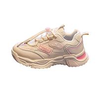 Girls Walking Trainers Kids Sports Running Shoes Toddler Lace up Wide Toe Box Sneakers Breathable Soft Walking Tennis Easy Fasten Mesh Upper Non-Slip Thick Chunky Sole Shoes