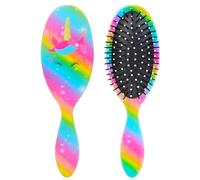 Girls Wet Dry Detangling Brush for Curly, Thick Hair - Pain-Free Bristles for Women & Kids (Starry Unicorn)