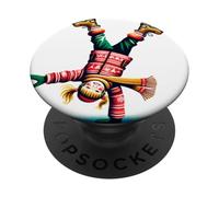 Girls Why Walk When You Can Cartwheel Christmas Cartwheeling PopSockets PopGrip Adhesivo