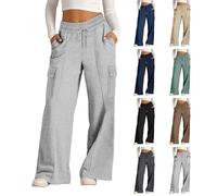 Girls Wide Leg Cargo Joggers Kids Elastic Waist Baggy Sweatpants Teen Girls Drawstring Flared Tracksuit Bottoms with Pockets Children Loose Fit Oversized School Trousers for Outdoor Yoga Gym