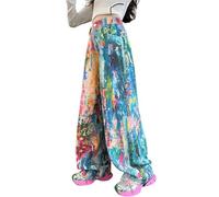 Girls Wide Leg Jeans Kids Tie Dye High Waist Straight Leg Baggy Denim Trousers with Pockets Fashion Teen Girls Loose Fit Casual Bottoms Trendy Y2K Hip Hop Streetwear