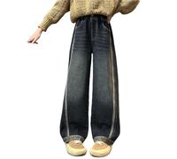 Girls Wide Leg Jeans Spring Summer and Autumn New Models for Middle and Large Children Retro Wide Leg Straight Pants Trendy Loose Casual Trousers Niñas Jersey, gris oscuro, 5-6 años