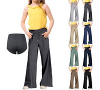 Girls Wide Leg Joggers Kids Straight Leg Baggy Sweatpants Teen Girls Elastic Waist Casual Drawstring Flared School Trousers with Pockets Children Oversized Tracksuit Bottoms Yoga Gym Sweatpant