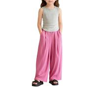 Girls Wide Leg Pants Baggy Pleated Cotton Linen Trousers Kids Drawstring Elastic High Waisted School Joggers Teens Summer Lightweight Sports Tracksuit Bottoms Flowy Casual Trouser