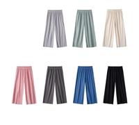 Girls Wide Leg Trousers Kids Casual Elastic Waist Pants Teen Girl Flowy Straight Leg Palazzo Pants Children Vacation Travel Summer Beach Trousers Lightweight Loose Fit Sweatpants